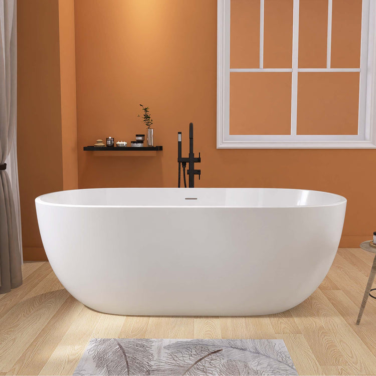 Acrylic Free Standing Tub 55 Inch Double Walled Insulation