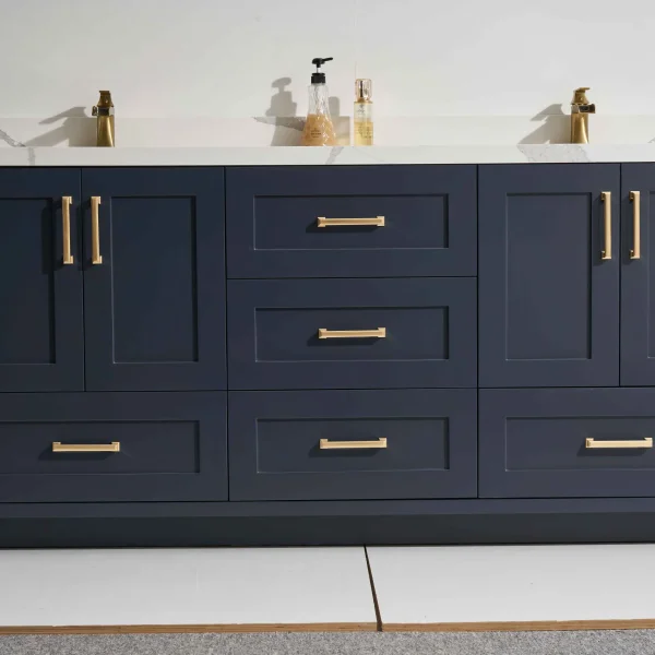 Belize 60D" Freestanding Vanity with Graphite and Calacatte White Counter top with Double Sink