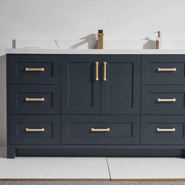 Belize 60S" Freestanding Vanity with Graphite and Calacatte White Counter top with Single Sink