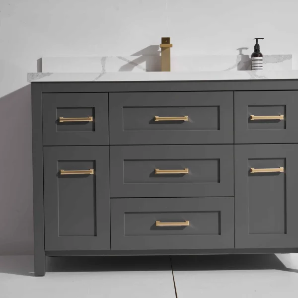Bristol 48” Freestanding Vanity With Middle Grey and Calacatte White Counter top with Single Sink