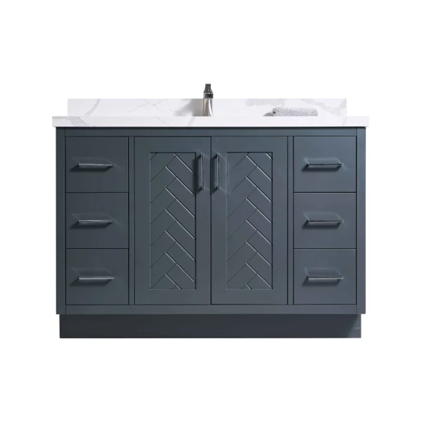 Galay 60S" Freestanding Vanity with  Chocolate Grey and Calacatte White Counter top with Single Sink