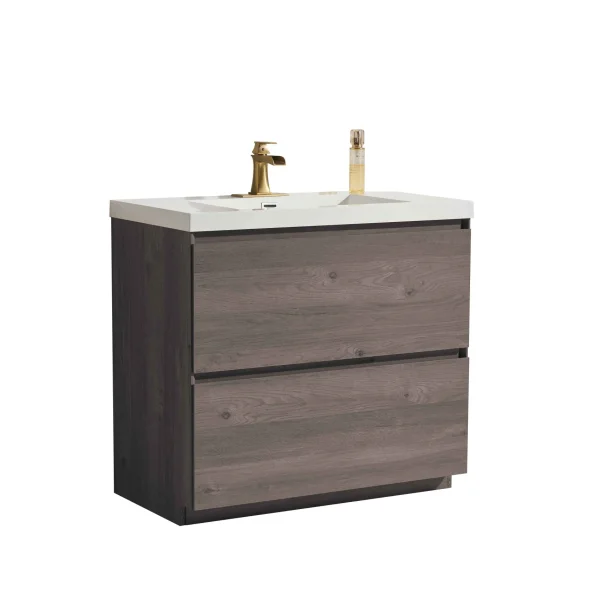 May 29" Freestanding Vanity with Melamine Oak and White Counter top with Single Sink