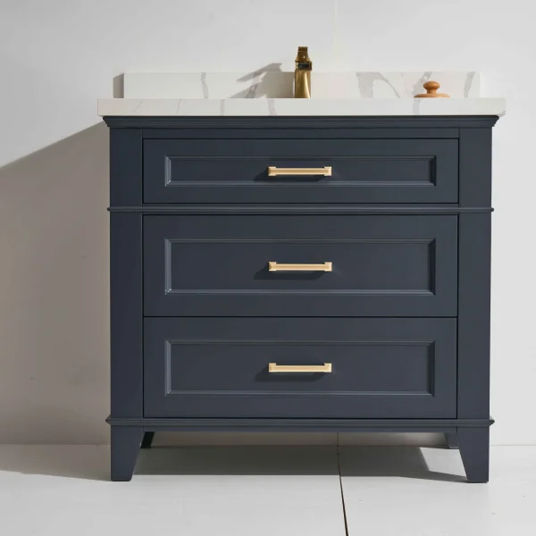 Modena 42" Freestanding Vanity with Graphite and Calacatte White Counter top with Single Sink