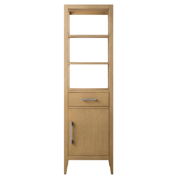 21x17x72 inches MDF Floor Standing Linen Cabinet with Soft Door in Natural Oak