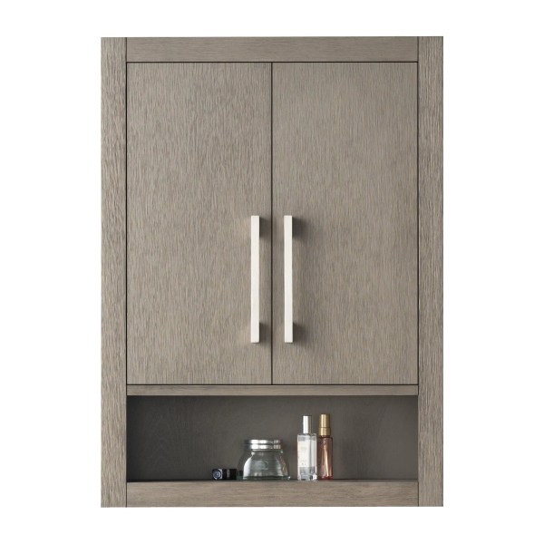 24 x 8 x 33 Inches Bathroom Storage Wall Cabinet in Driftwood Gray