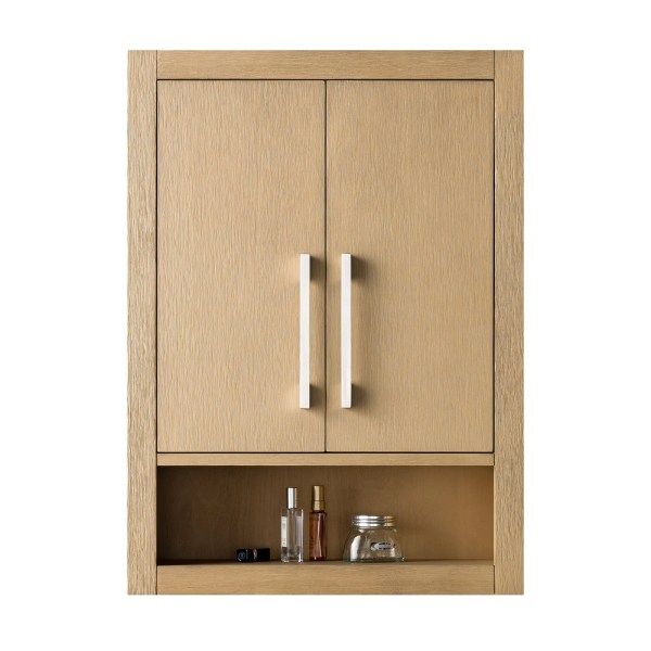 24 x 8 x 33 Inches Bathroom Storage Wall Cabinet in Natural Oak