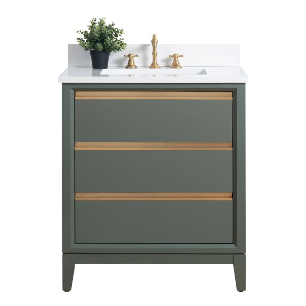 30" Single Sink Bathroom Vanity Set with Cabinet & Marble Top