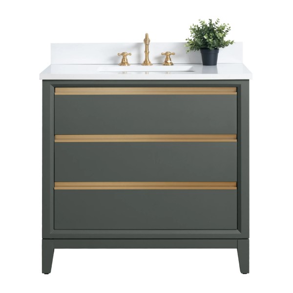 36" Single Sink Bathroom Vanity Set with Cabinet & Marble Top