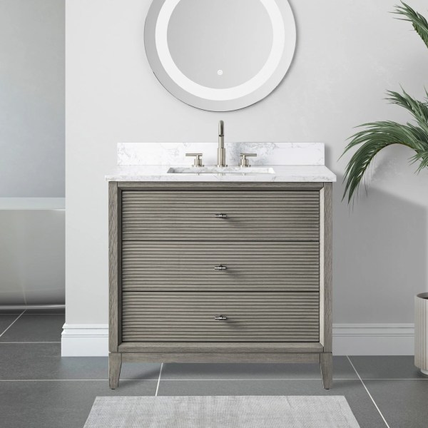 36" Single Sink Freestanding Bathroom Vanity Cabinet with Marble Top