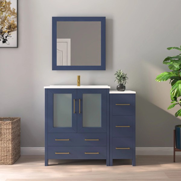42" Bathroom Vanity with Basin Vanity Ceramic Top and Mirror CVB30-42