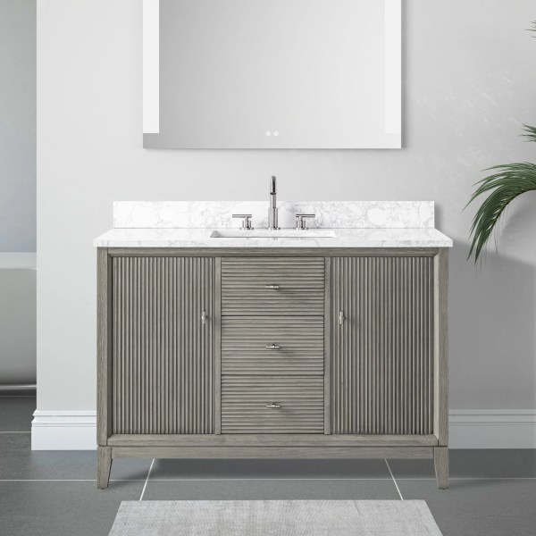 48" Single Sink Freestanding Bathroom Vanity Cabinet with Marble Top