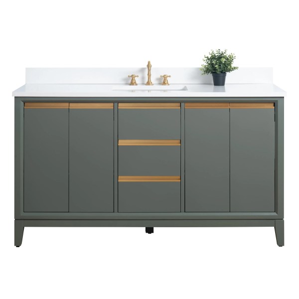 60" Single Sink Bathroom Vanity Set with Cabinet & Marble Top