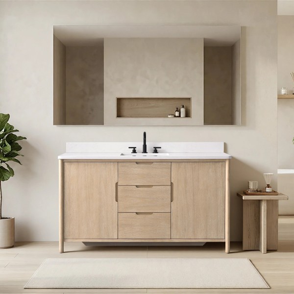 60"x22"x34" vanity with engineering stone top