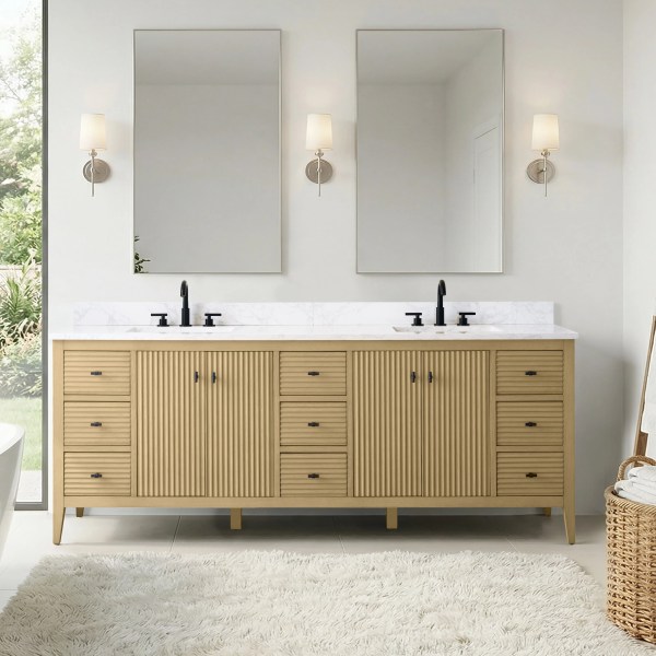 84" vanity with engineering stone top CVL84D-NO