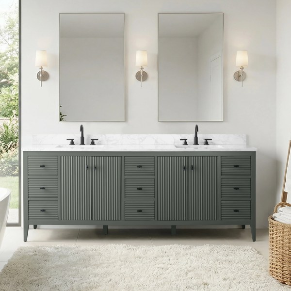 84" vanity with engineering stone top CVL84D-VG
