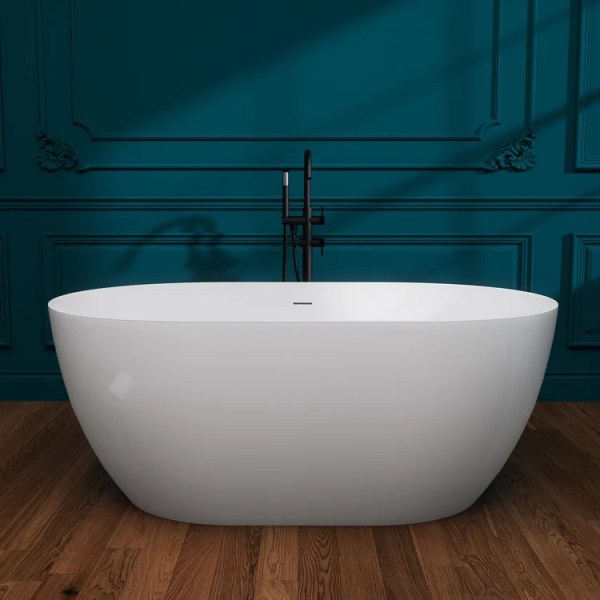 Thin Edge Oval Glossy White Acrylic Bathtub 67" <br> Item no. 325