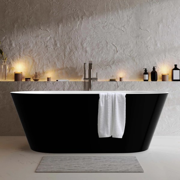 Oval Free Standing Matt Black Acrylic Bathtub 59" <br> Item no. 324