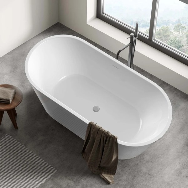 Oval Free Standing Glossy White Acrylic Bathtub 51" <br> Item no. 324